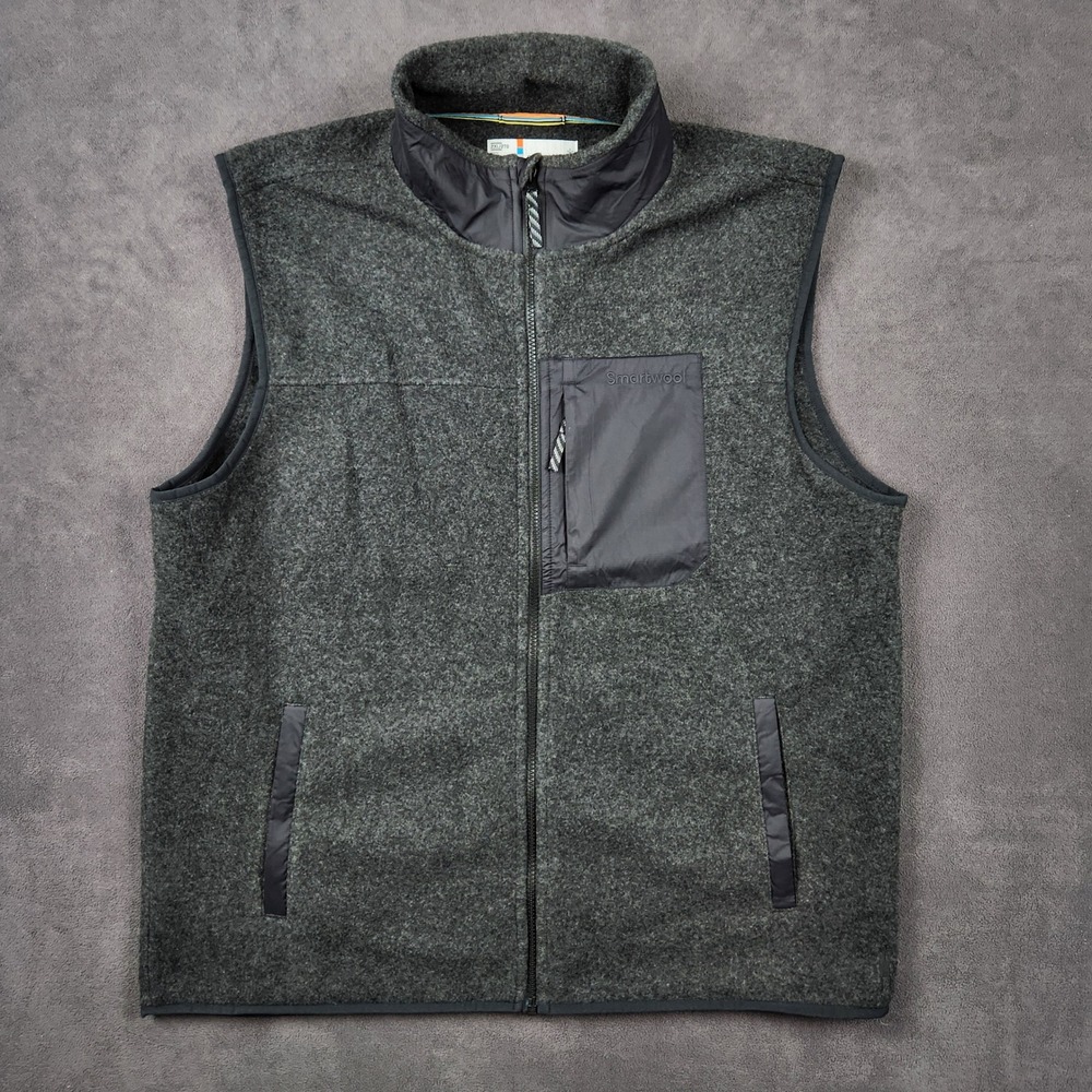 Smartwool Second Cut Fleece Vest Mens 2XL Grey Full Zip‎ Lightweight